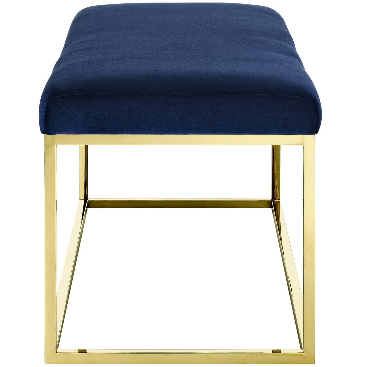 Anticipate Fabric Bench, Velvet Fabric Metal Steel, Gold Navy 13786