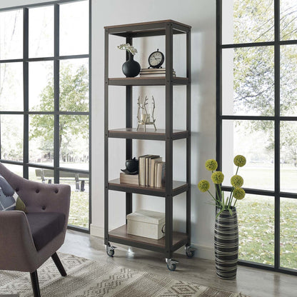 Vivify Bookcase, Wood Metal Steel, Black 13789