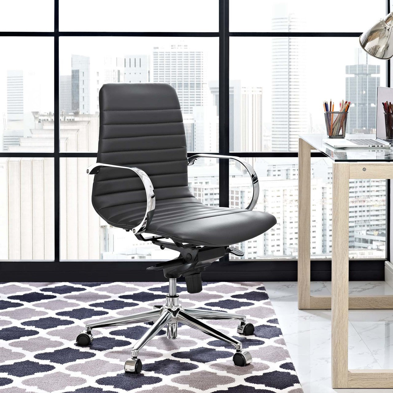 Groove Ribbed Back Office Chair, Fabric, Grey Gray 13797