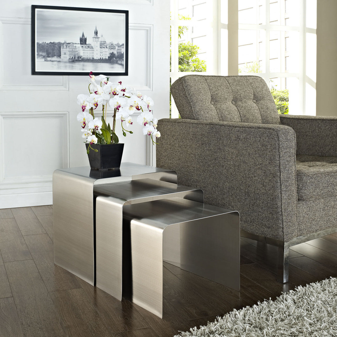 Rush Nesting Table in Silver