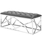 Intersperse Bench, Velvet Fabric Metal Steel, Grey Gray 13814