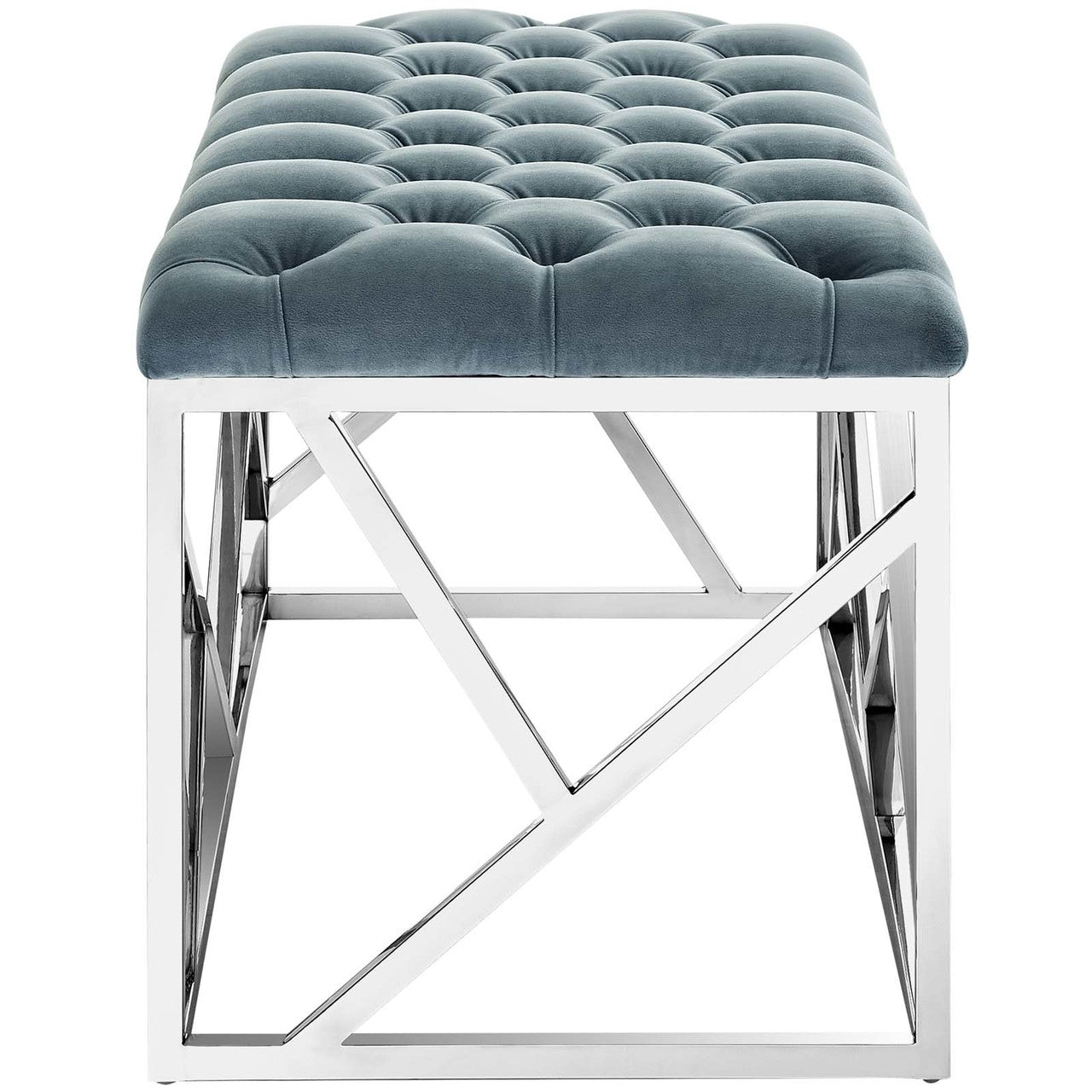 Intersperse Bench, Velvet Fabric Metal Steel, Blue 13815