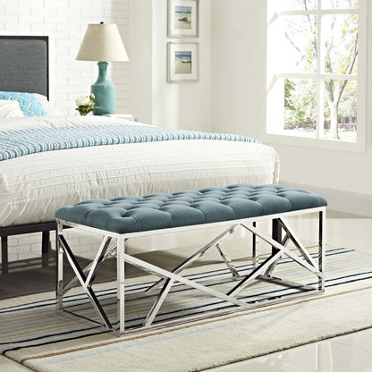 Intersperse Bench, Velvet Fabric Metal Steel, Blue 13815