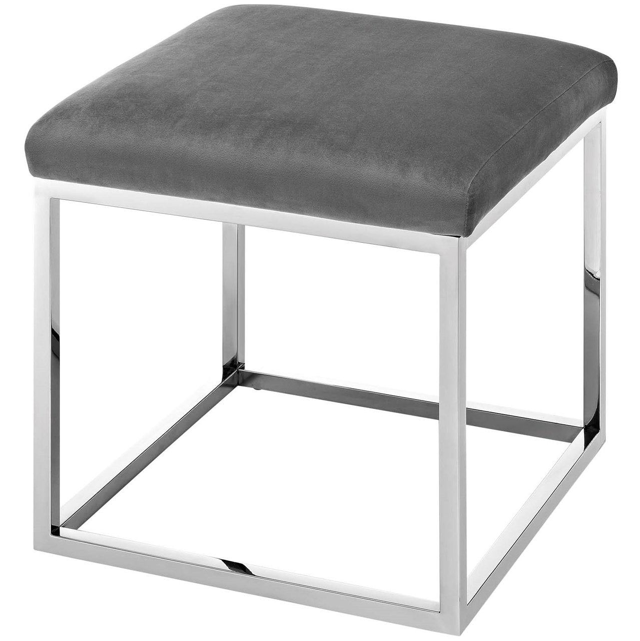 Anticipate Ottoman, Velvet Fabric Metal Steel, Grey Gray 13816