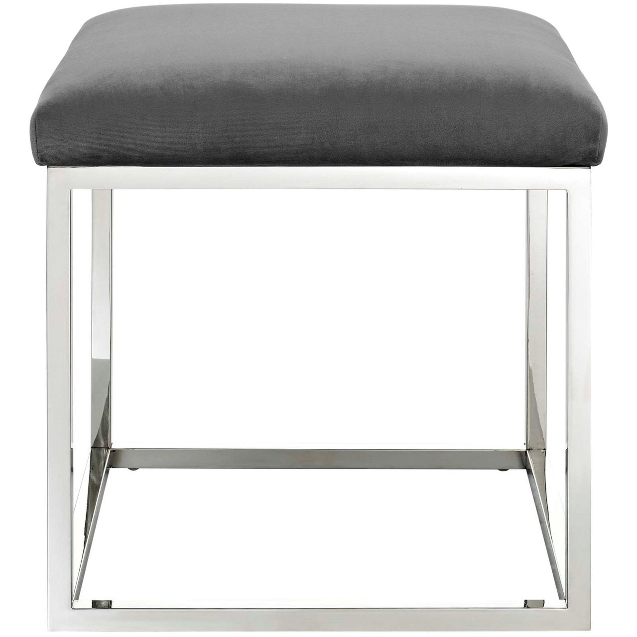Anticipate Ottoman, Velvet Fabric Metal Steel, Grey Gray 13816