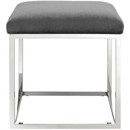 Anticipate Ottoman, Velvet Fabric Metal Steel, Grey Gray 13816