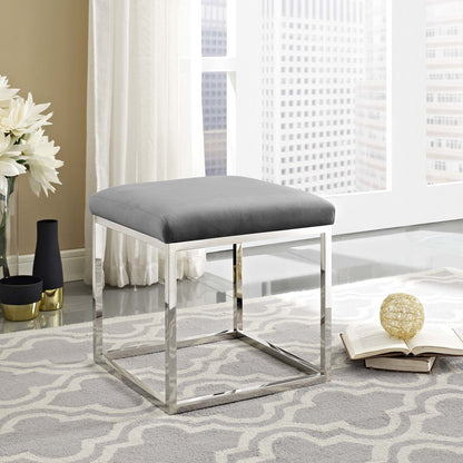 Anticipate Ottoman, Velvet Fabric Metal Steel, Grey Gray 13816