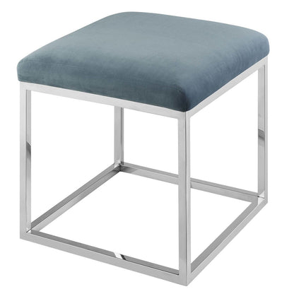 Anticipate Ottoman, Velvet Fabric Metal Steel, Blue 13817
