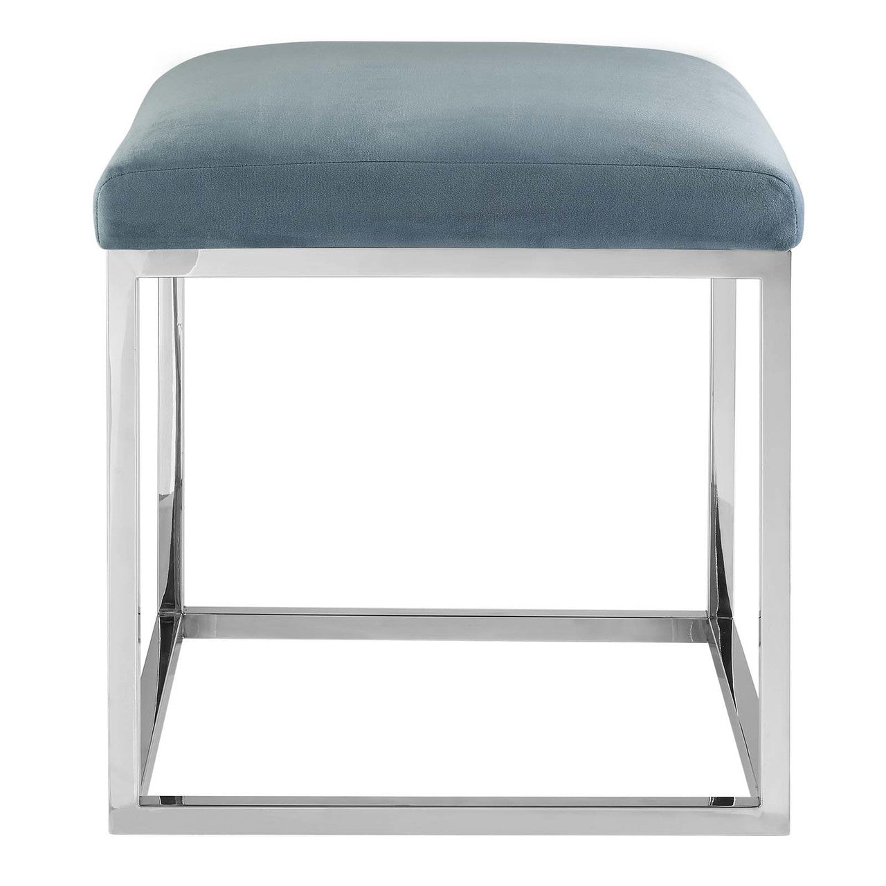 Anticipate Ottoman, Velvet Fabric Metal Steel, Blue 13817