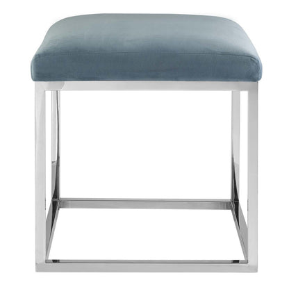 Anticipate Ottoman, Velvet Fabric Metal Steel, Blue 13817