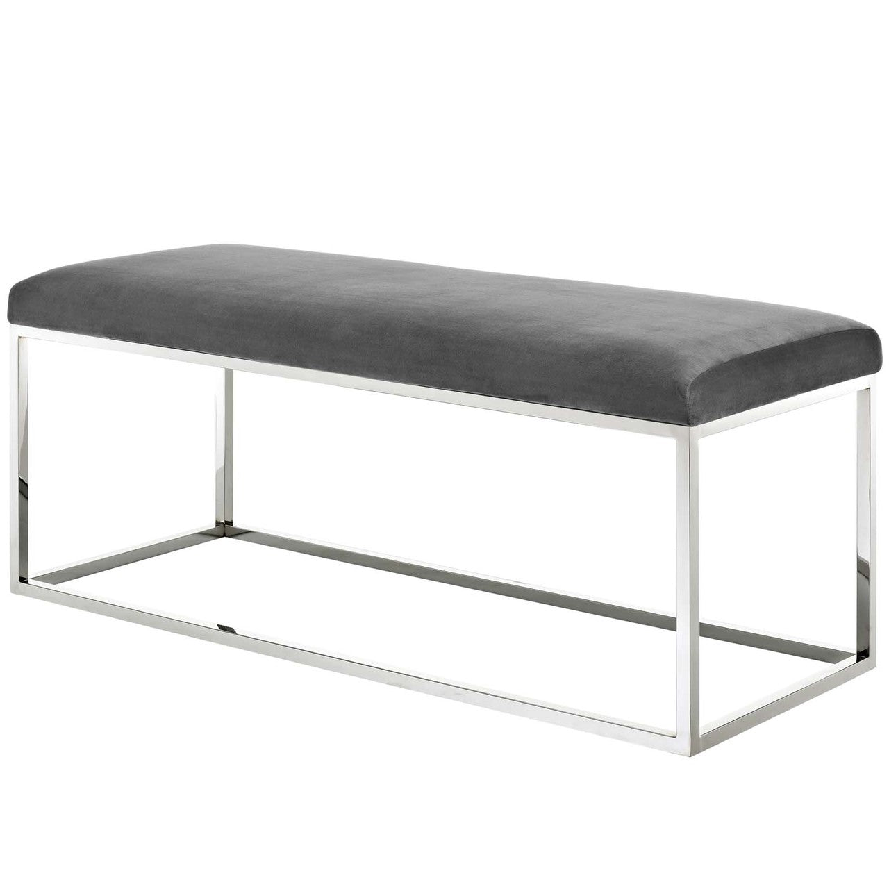 Anticipate Velvet Bench, Velvet Fabric Metal Steel, Grey Gray 13818