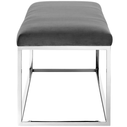 Anticipate Velvet Bench, Velvet Fabric Metal Steel, Grey Gray 13818
