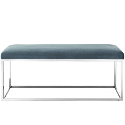 Anticipate Velvet Bench, Velvet Fabric Metal Steel, Blue 13819