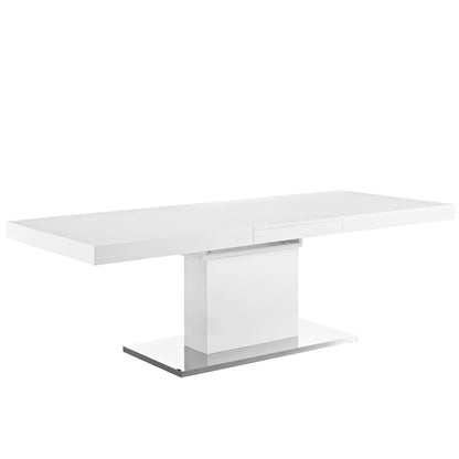 Vector Expandable Dining Table, Wood Metal Steel, White 13820