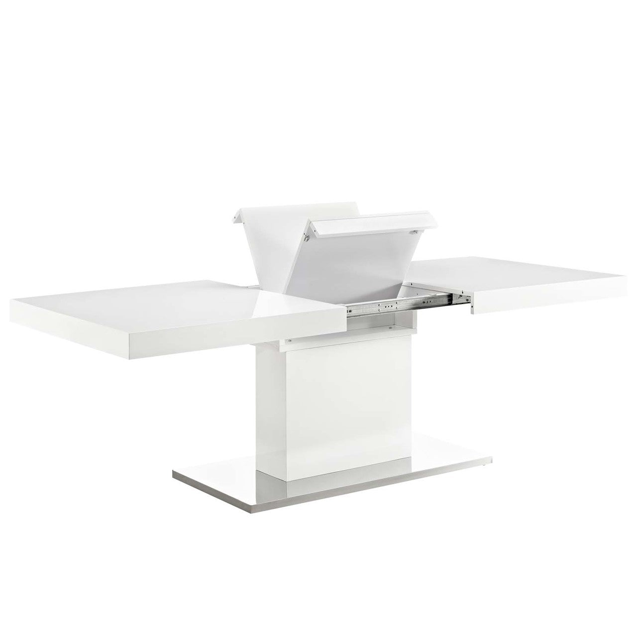 Vector Expandable Dining Table, Wood Metal Steel, White 13820
