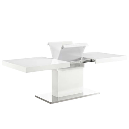 Vector Expandable Dining Table, Wood Metal Steel, White 13820