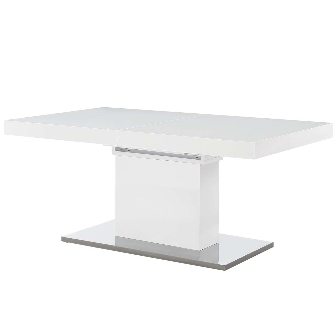 Vector Expandable Dining Table, Wood Metal Steel, White 13820