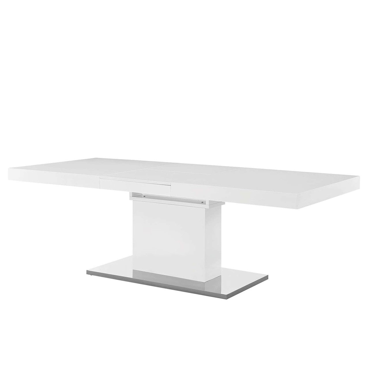 Vector Expandable Dining Table, Wood Metal Steel, White 13820