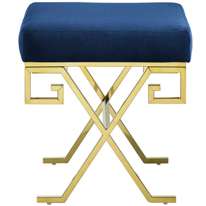 Twist Velvet Bench, Velvet Fabric Metal Steel, Gold Navy 13824