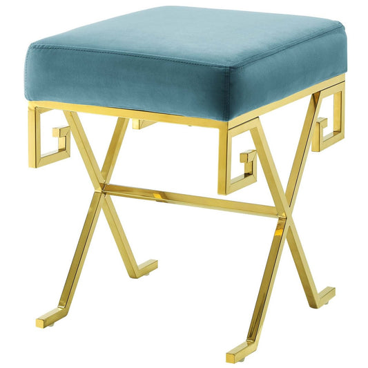 Twist Velvet Bench, Velvet Fabric Metal Steel, Blue 13825