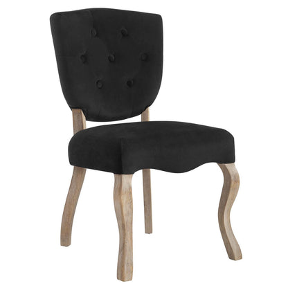 Array Vintage French Dining Side Chair, Velvet Fabric Metal Steel, Black 13835