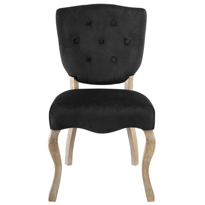 Array Vintage French Dining Side Chair, Velvet Fabric Metal Steel, Black 13835