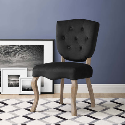 Array Vintage French Dining Side Chair, Velvet Fabric Metal Steel, Black 13835