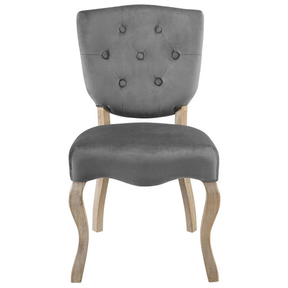 Array Vintage French Dining Side Chair, Velvet Fabric Metal Steel, Grey Gray 13836