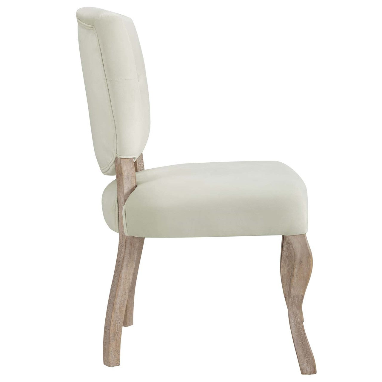 Array Vintage French Dining Side Chair, Velvet Fabric Metal Steel, Ivory White 13837