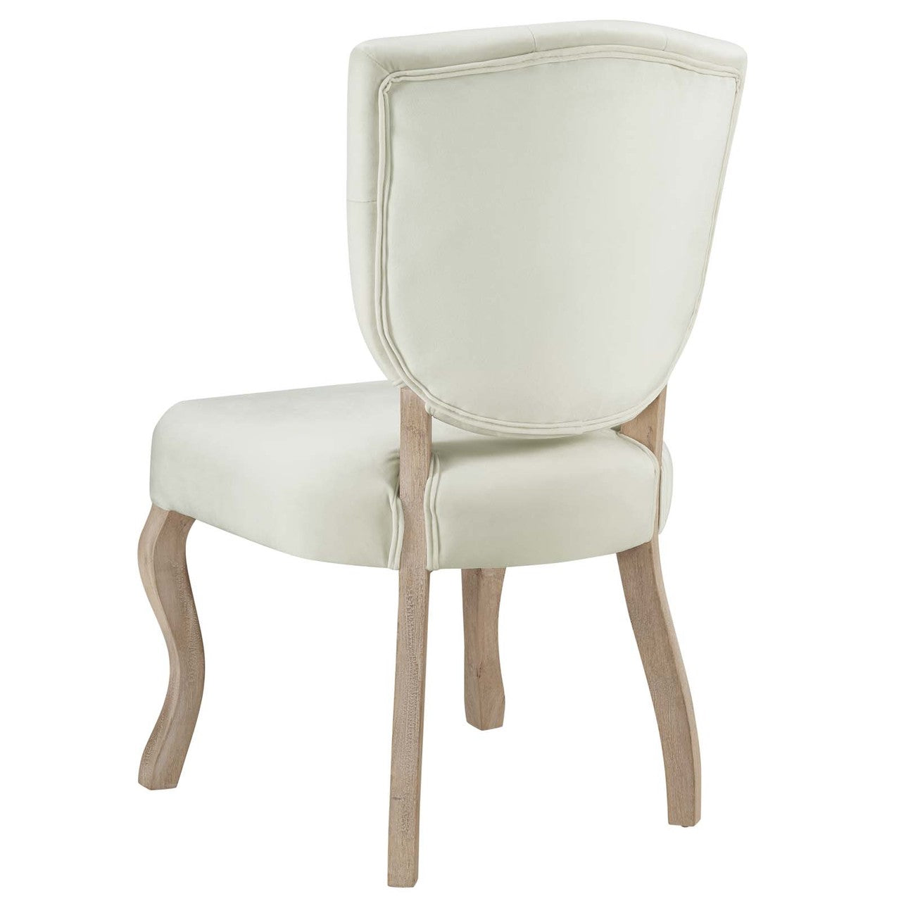 Array Vintage French Dining Side Chair, Velvet Fabric Metal Steel, Ivory White 13837