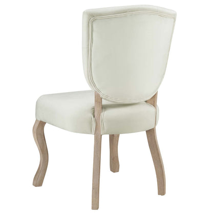 Array Vintage French Dining Side Chair, Velvet Fabric Metal Steel, Ivory White 13837