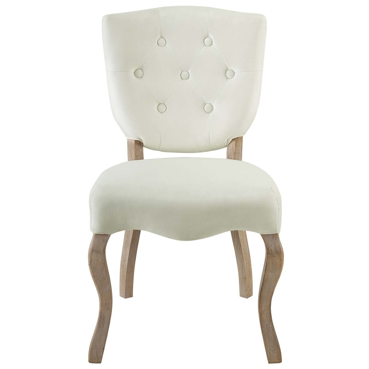 Array Vintage French Dining Side Chair, Velvet Fabric Metal Steel, Ivory White 13837