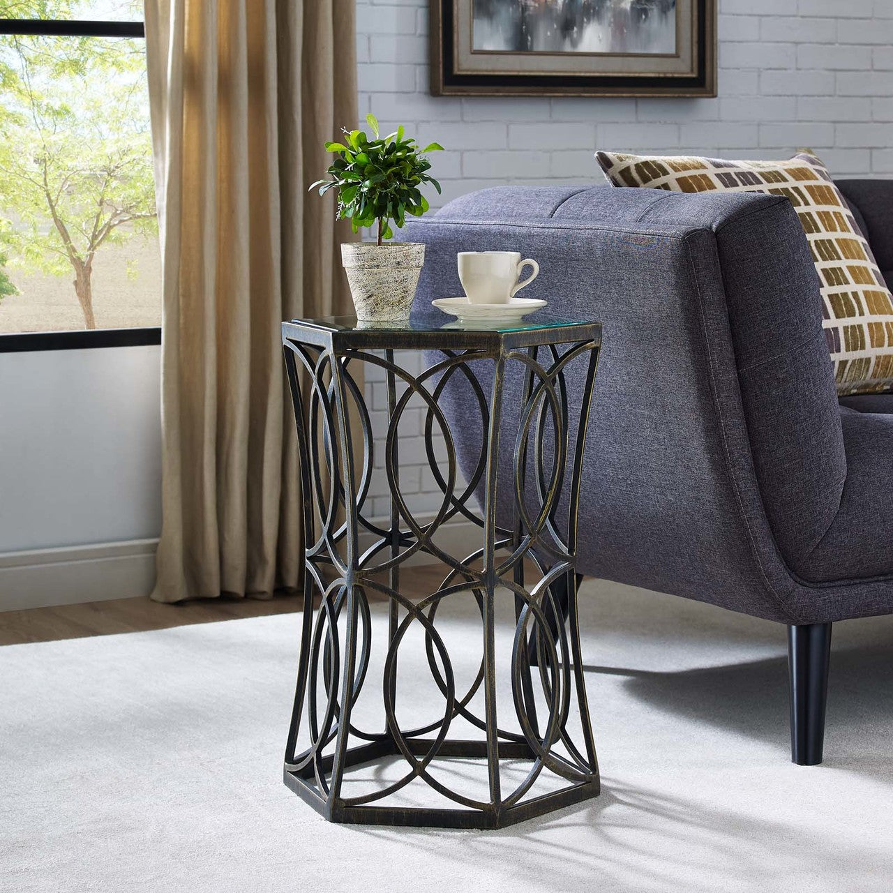 Circle 19.5" Side Table, Metal Steel,  Black 13840