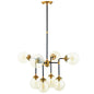 Ambition Amber Glass And Antique Brass 8 Light Pendant Chandelier, Metal Steel, Gold 15274