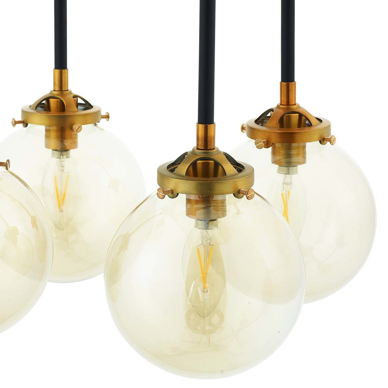 Ambition Amber Glass And Antique Brass 8 Light Pendant Chandelier, Metal Steel, Gold 15274
