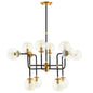 Ambition Amber Glass And Antique Brass 12 Light Pendant Chandelier, Metal Steel, Gold 15275