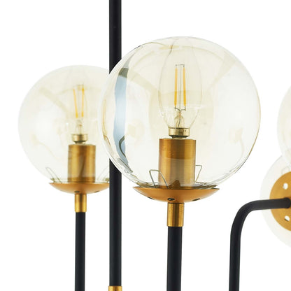 Ambition Amber Glass And Antique Brass 12 Light Pendant Chandelier, Metal Steel, Gold 15275
