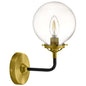 Reckon Amber Glass and Brass Wall Sconce Light, Glass Metal, Gold, 17803