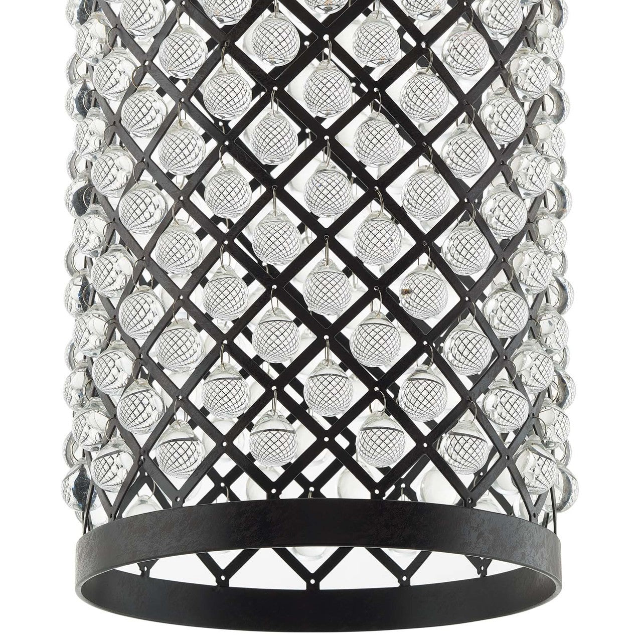 Reflect Glass and Metal Pendant Chandelier, Metal Steel Glass, Black 13843