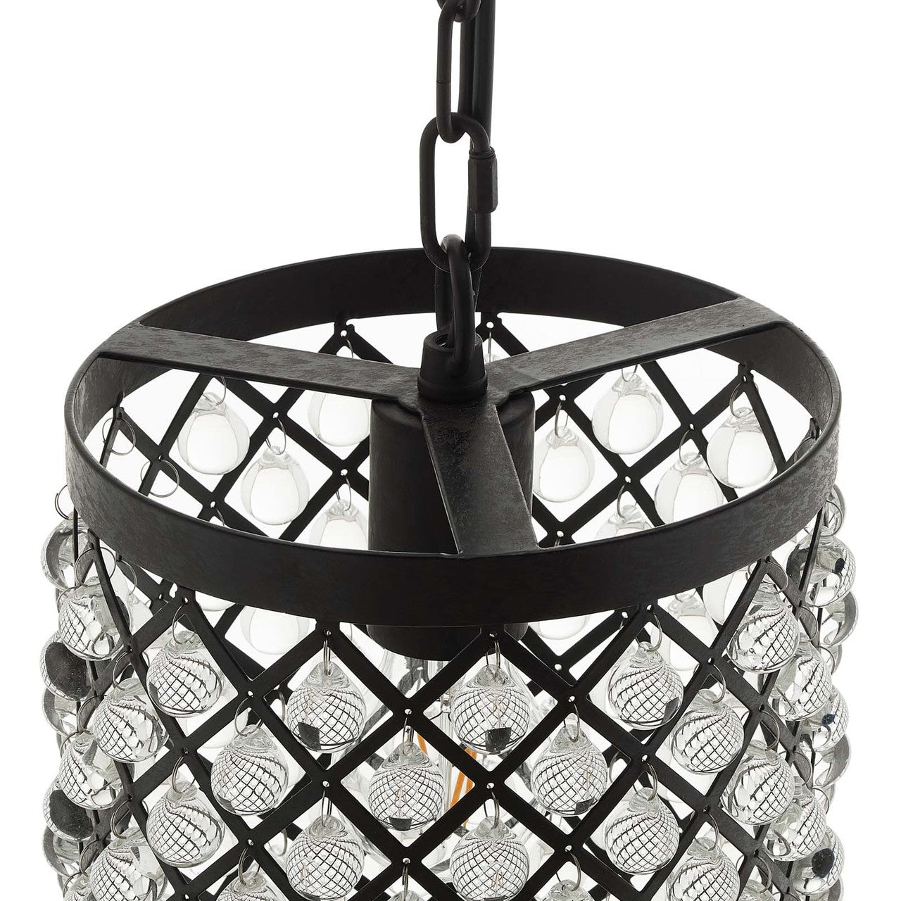 Reflect Glass and Metal Pendant Chandelier, Metal Steel Glass, Black 13843