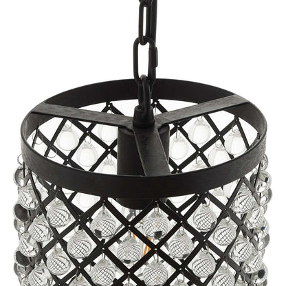 Reflect Glass and Metal Pendant Chandelier, Metal Steel Glass, Black 13843