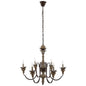 Bountiful Vintage French Pendant Ceiling Light Candelabra Chandelier, Metal Steel Wood, Natural Brown 15276
