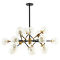Sparkle Amber Glass And Antique Brass 18 Light Mid-Century Pendant Chandelier, Metal Steel, Gold 15277