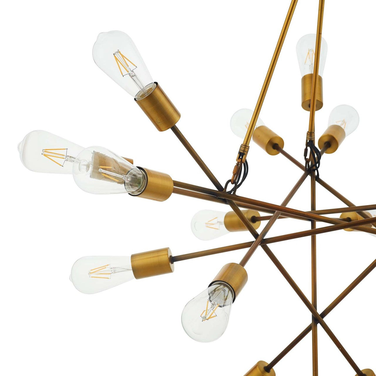 Request Antique Brass 18 Light Mid-Century Pendant Chandelier, Metal Steel, Gold 15278