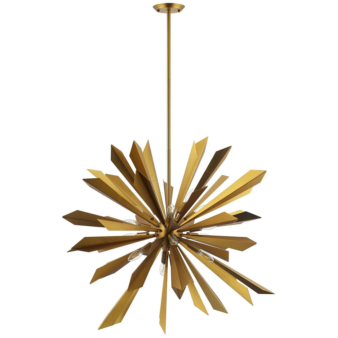 Pervade Starburst Brass Pendant Light Chandelier, Metal Steel, Gold 15279