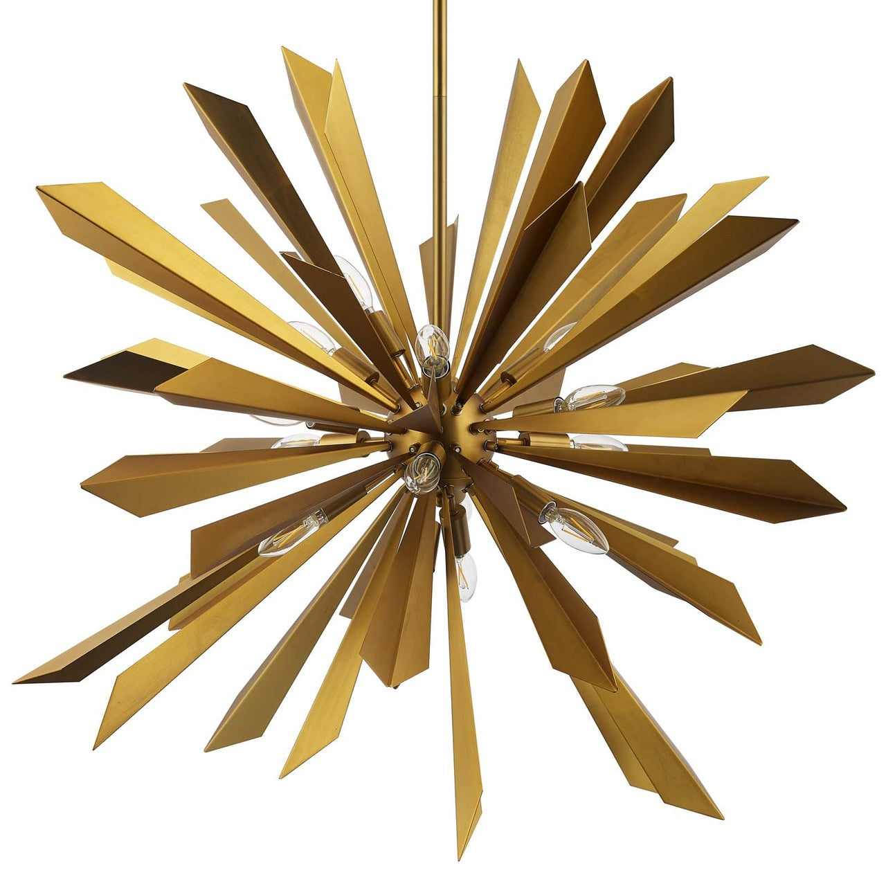 Pervade Starburst Brass Pendant Light Chandelier, Metal Steel, Gold 15279
