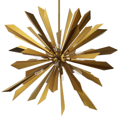 Pervade Starburst Brass Pendant Light Chandelier, Metal Steel, Gold 15279