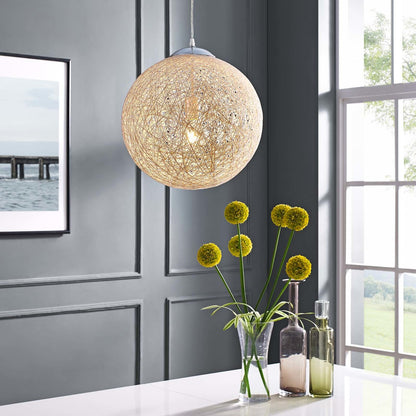 Spool 16" Pendant Light Chandelier, Rope, White 13847