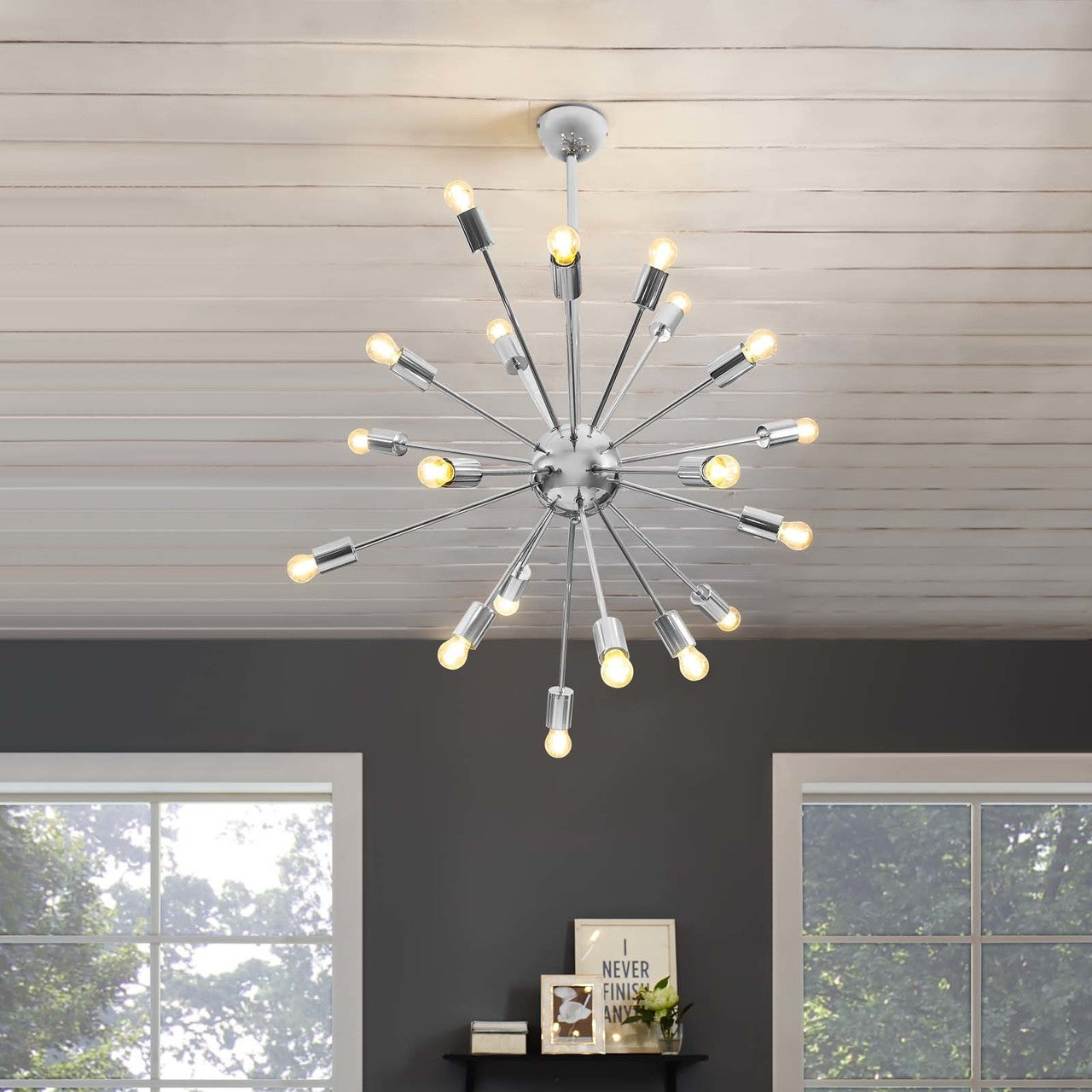 Volley Pendant Chandelier, Metal Steel, Silver 13849