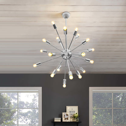 Volley Pendant Chandelier, Metal Steel, Silver 13849